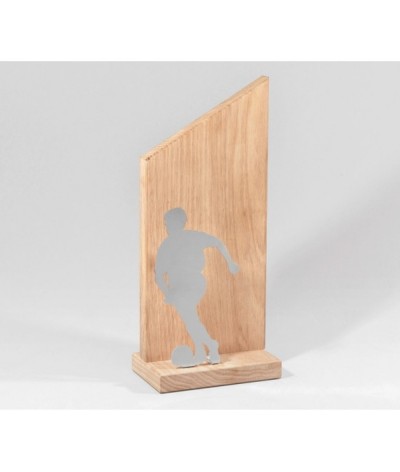 Trophée éco en bois avec détail en acier personnalisable